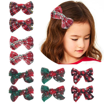Jiahang 10 Pcs Christmas Hiar Bow Clips, Christmas Alligator Clips With Snowflake In Pair For Baby Girls Infants Toddlers School