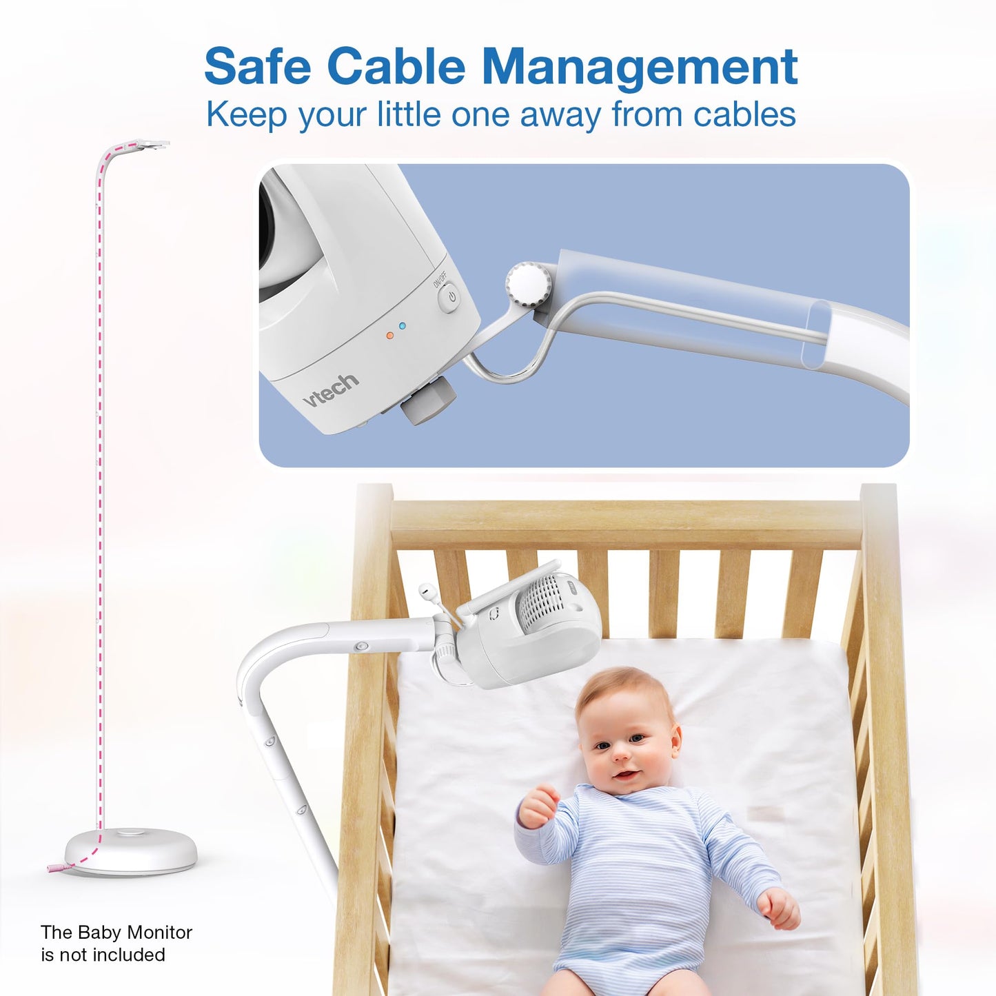 Vtech Baby Monitor Floor Stand Compatible With Most Baby Monitor, Baby Camera Stand Mount, Safety For Nursery