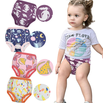 MooMoo Baby Absorbent Training Underwear 4 Packs Toddler Potty Training Pants for Boys and Girls-Cotton 9T