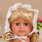 Slowera Cap Baby Girls 100% Cotton Double Brimmed Eyelet Lace Bonnet With Flowers (3-6 Months, White)