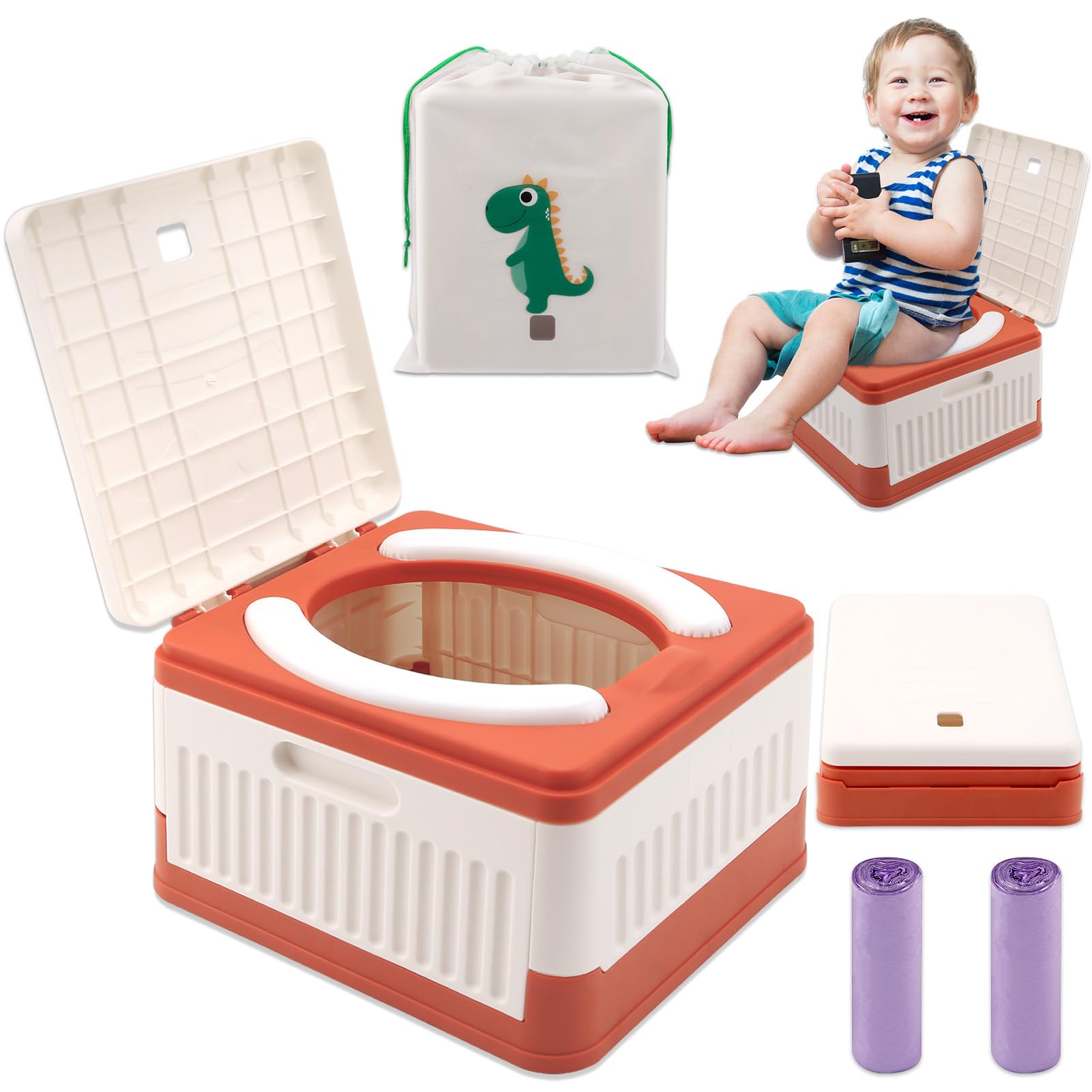 Fabulas Portable Potty For Toddler Travel, Foldable Travel Potty Training Toilet Seat For Kids Boys Girls, Emergency Mobile Toil