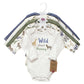 Touched By Nature Unisex Baby Organic Cotton Long-Sleeve Bodysuits, Boy Safari, 12-18 Months