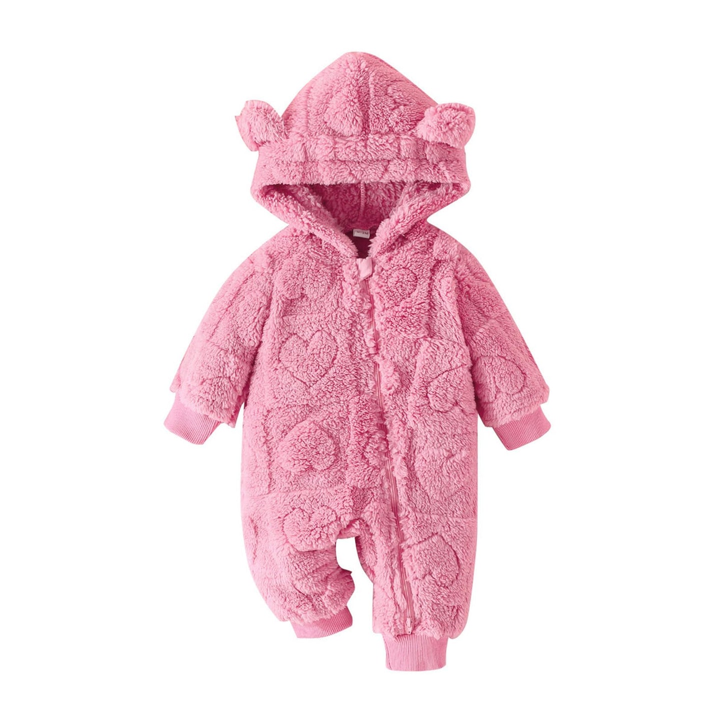 Mieeyali Newborn Baby Girl Warm Clothes Heart Hoodie Romper Ear Zipper Jumpsuit Girls Valentines Day Outfit Fall Winter (Red Hea