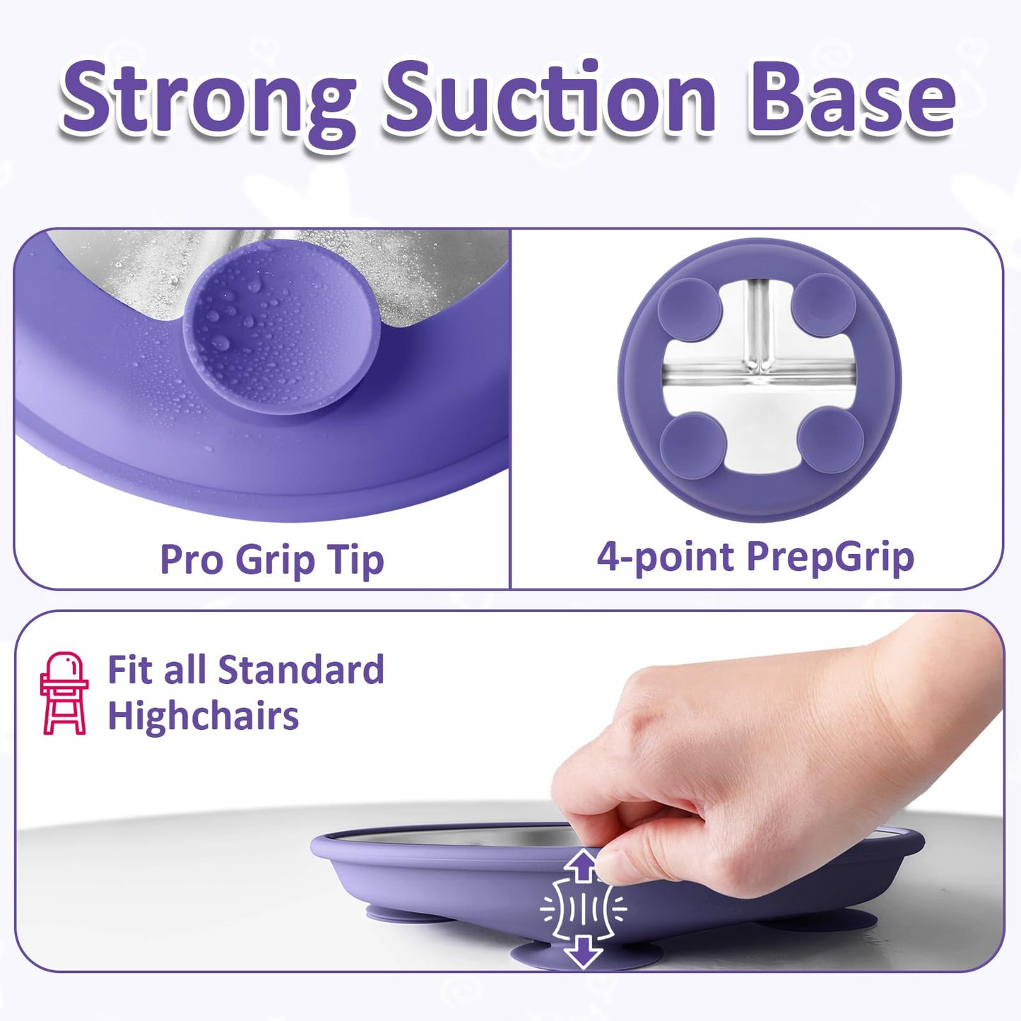 Bakpoco Stainless Steel Toddler Plate With Suction, 9    Divided Plates With Removable Silicone Sleeves For Baby, Non Toxic & Bp