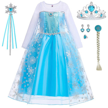Itvti Little Girls Princess Costume Blue Cosplay Dress Up For Halloween Party With Accessories, Blue, 2-3 Years (Label 100)