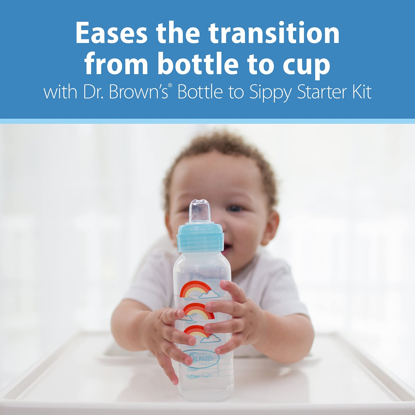 Dr. Brown'S Natural Flow Anti-Colic Options+ Narrow Sippy Bottle Starter Kit,8Oz/250Ml,With Level 3 Medium-Fast Flow Nipple And