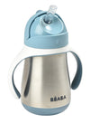 Beaba Stainless Steel Straw Sippy Cup, Insulated Toddler Cups Spill Proof with Removable Handles, Made with High Grade Stainless