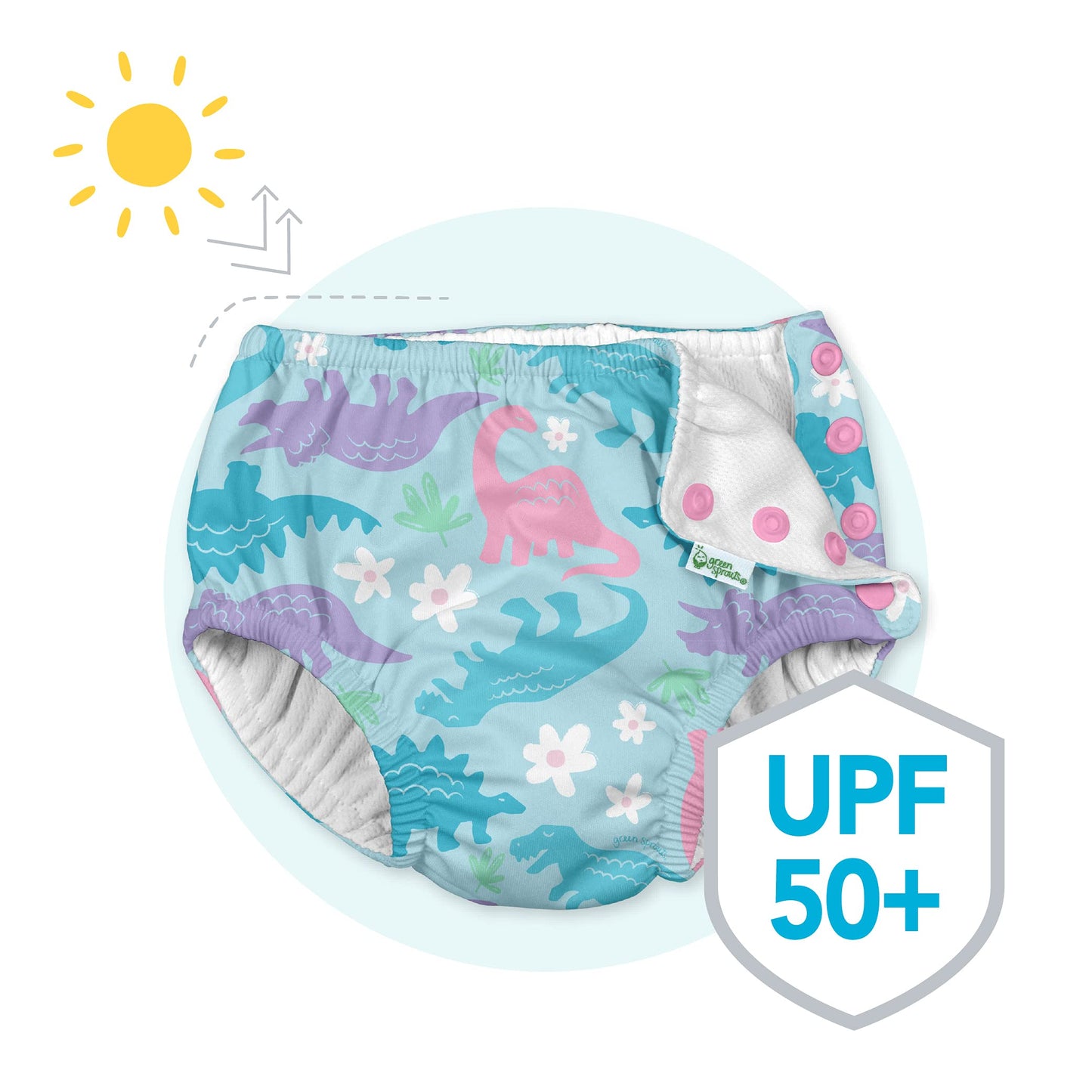 green sprouts Reusable Snap Swim Diaper, New White, 6-12 Months