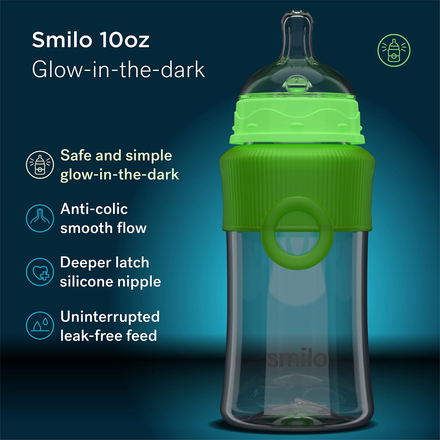Smilo Baby Bottle Set With Stage 0 Slow Flow Anti Colic Nipple, 10 Oz / 300 Ml Capacity, 3X Pack Of Anti Colic Baby Bottles 0-3