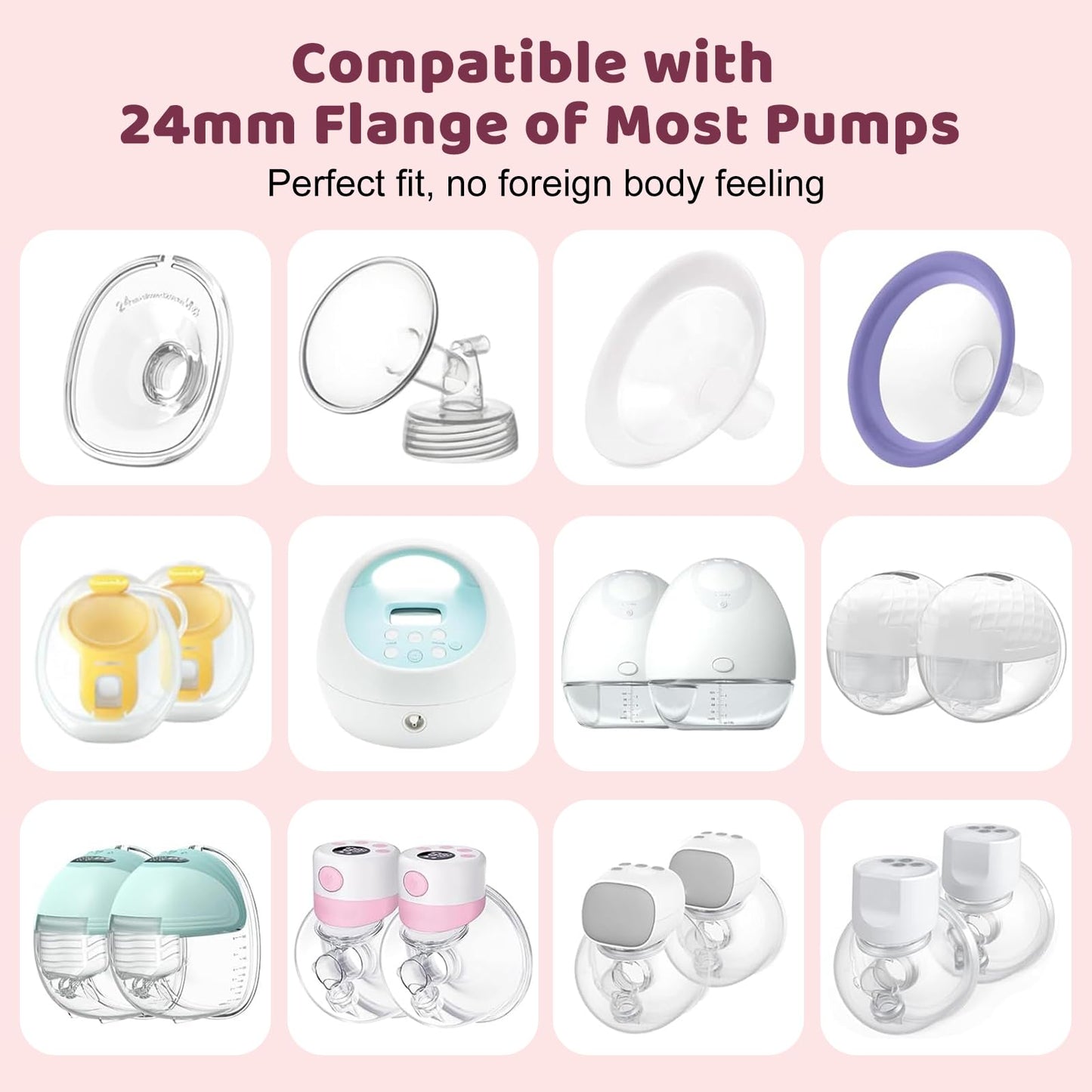 Flange Sizing Kit Upgrade, 10Pcs 13/15/17/19/21Mm Flange Inserts, Compatible With Most 24Mm Wearable Breast Pumps From Medela/Sp