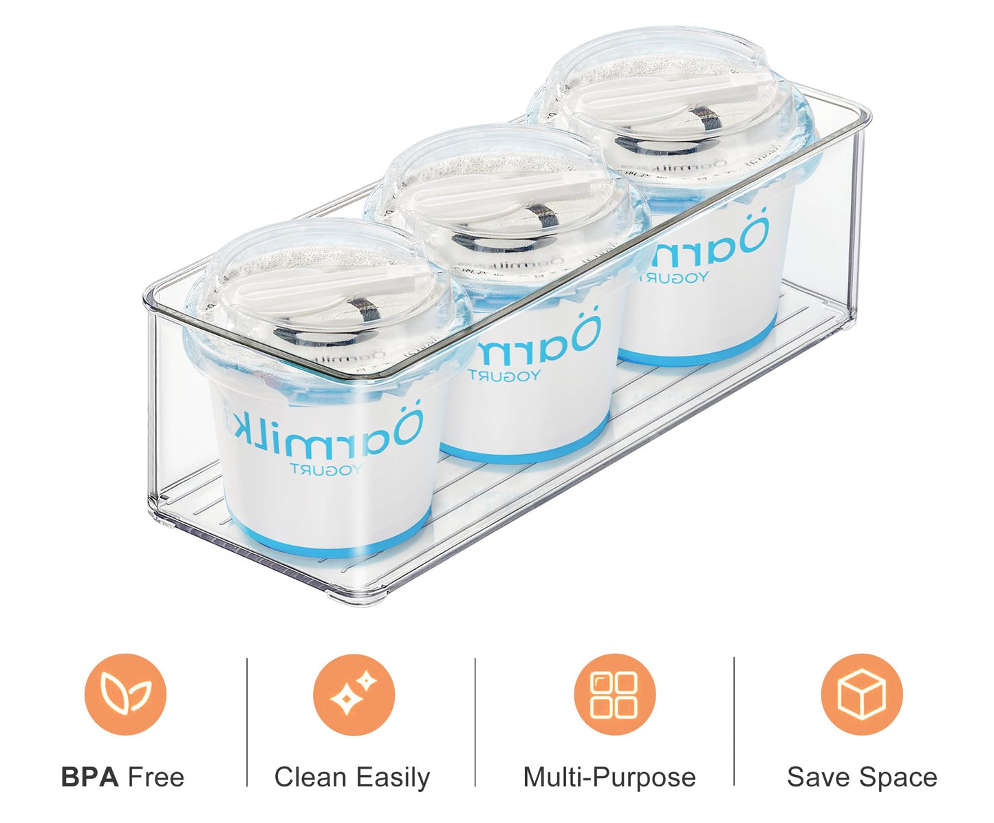 4 PACK Breastmilk Freezer Storage Container, Clear Storge Bins for Breastmilk Storage Bags Freezing Resuable Plastic Milk Yogurt