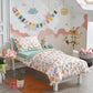 4 Pieces White Girls Toddler Bedding Set Orange Floral Style - Includes Adorable Quilted Flower Comforter, Green Plaid Fitted Sh