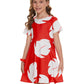 Tbrand Hawaiian Princess Dress Costume For Girls Red Lilo Leaf Dress Kid Summer Party Wear 7-8T