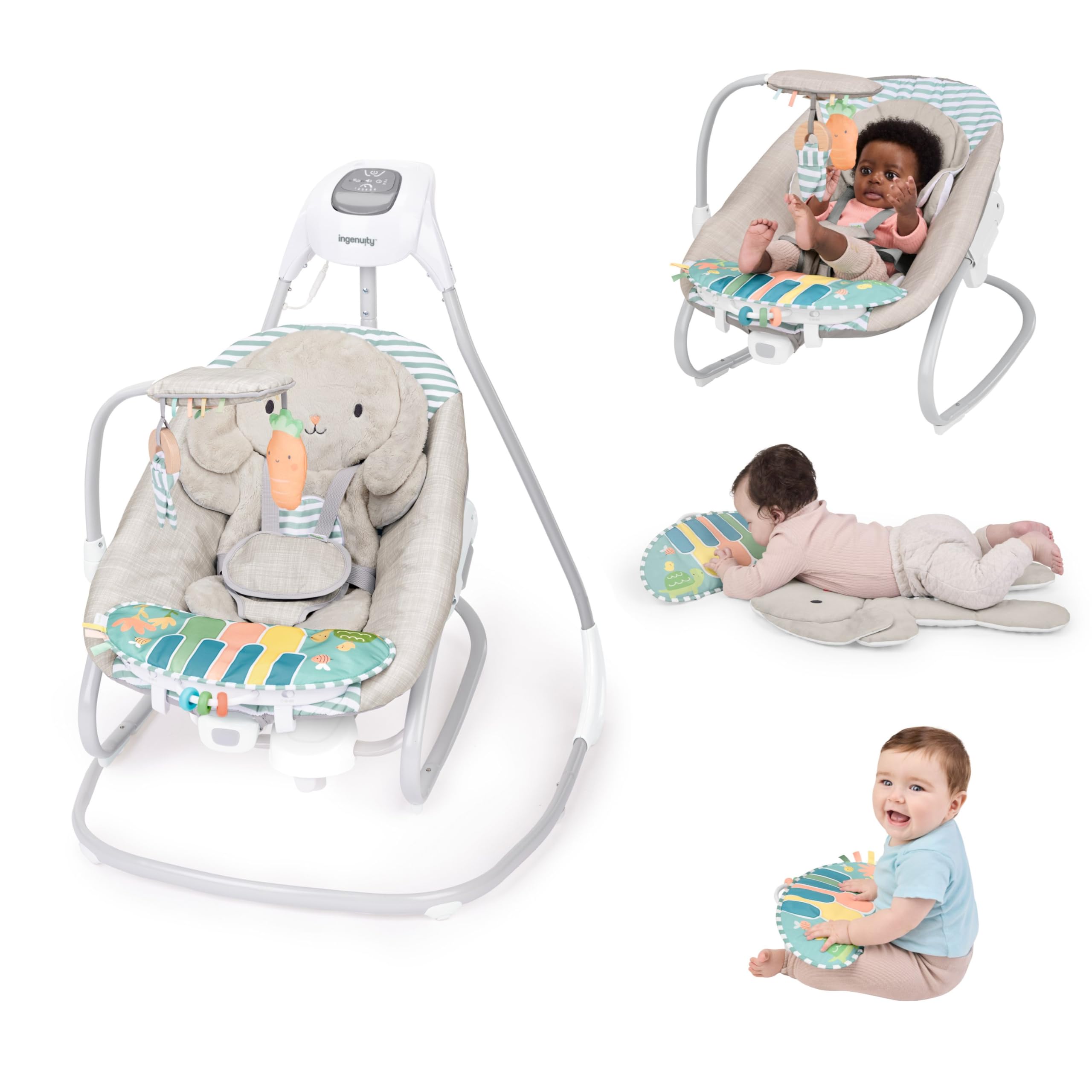 Ingenuity SimpleComfort Piano Playtime 4-in-1 Baby Swing & Rocker, 180 ...
