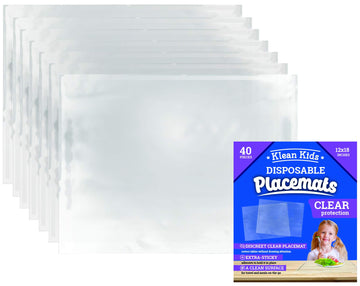 Clear Disposable Placemats For Baby, Toddler, Kids, Adults - Sticky Transparent Table Mat - Adhesive Table Topper Solutions For