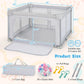 Costzon Foldable Playpen For Babies, 59''X59'' Portable Baby Playpen With 50 Pcs Ocean Balls, 4 Handles, Carry Bag, Visible Mesh