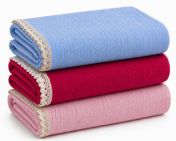 Varniya Lifestyles | 100% Organic Crinkled Muslin Cotton Baby Swaddle  UltraSoft, Hypoallergenic | 120100 cm | Blue,Cranberry,