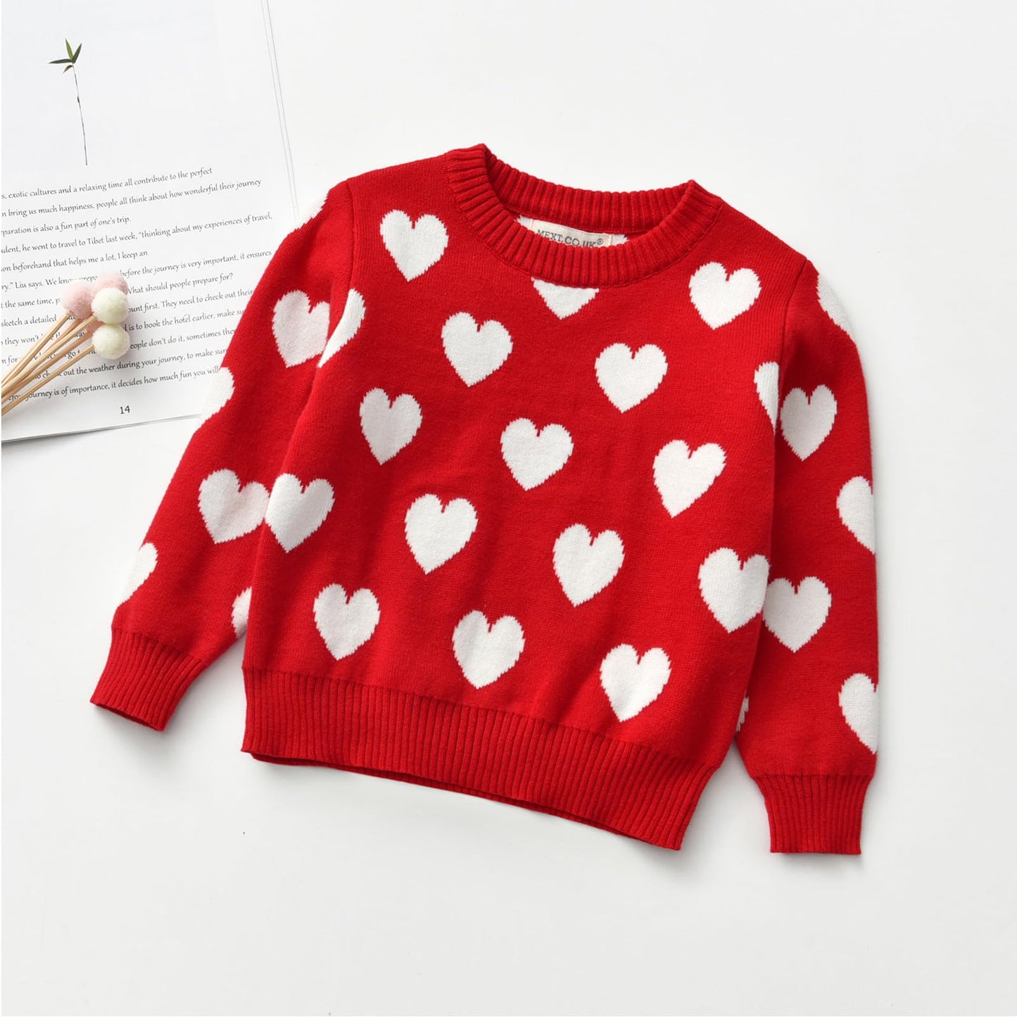 Baby Girl Valentine'S Day Outfit Toddler Kids Love Long Sleeve Knit Sweater Crewneck Pullover Sweatshirt Tops (Red1, 6T)