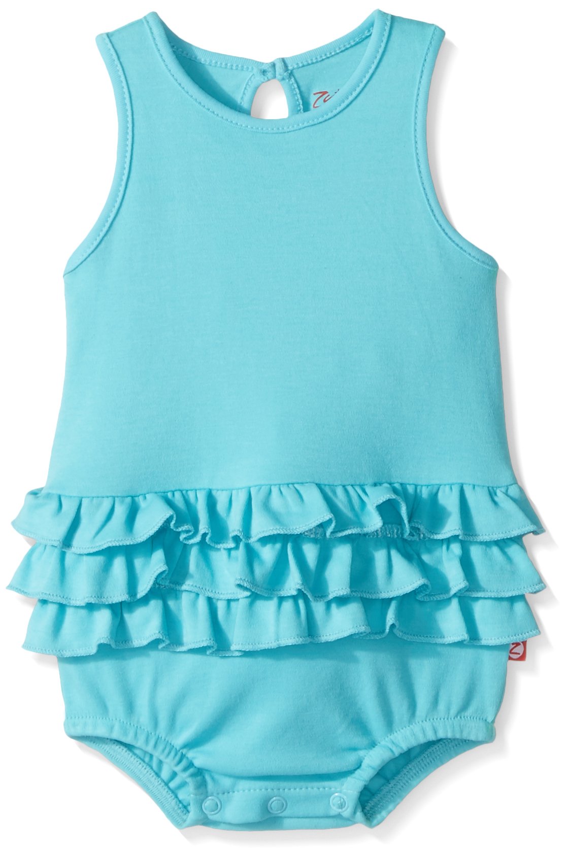 Zutano Baby Girls' Ruffle Romper, Pool, 12M (6-12 Months)