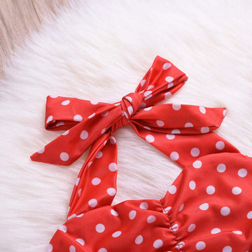Baby Girl Bikini,Kids Toddler Polka Dot Swimsuits Halter Swimwear Bikinis Set With Headband (Red, 3-6 Months)