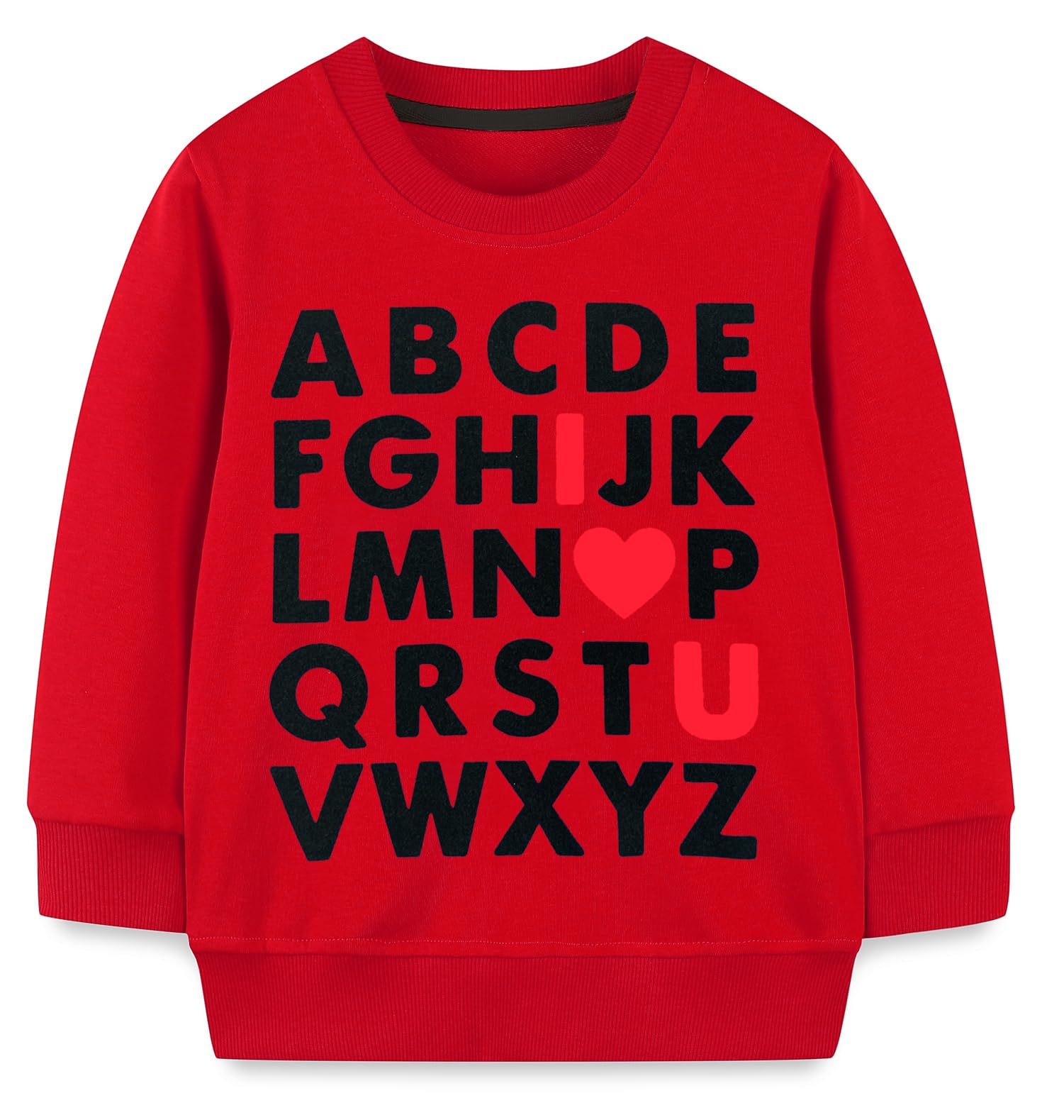 Mrocioa Valentine'S Day Outfit Alphabet Abc I Love U Shirt Toddler Girls Sweatshirt Kids Long Sleeve Tops Red 3T