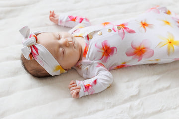 Florida Kid Co. Plumeria Ultra Soft Newborn Headband Bow, Viscose From Bamboo With Spandex Stretchy Material