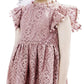 2Bunnies Girl Baby Toddler Vintage Lace Pom Pom Flutter Sleeve Easter Birthday Outfit Dress (Dusty Pink, 3T)