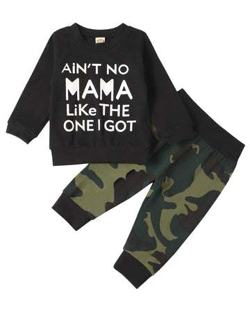 Tuemos Toddler Baby Boy Clothes Funny Letter Long Sleeve Hoodie Sweatsuit Top And Pants 2Pcs Winter Outfits Set, Green-T, 18-24
