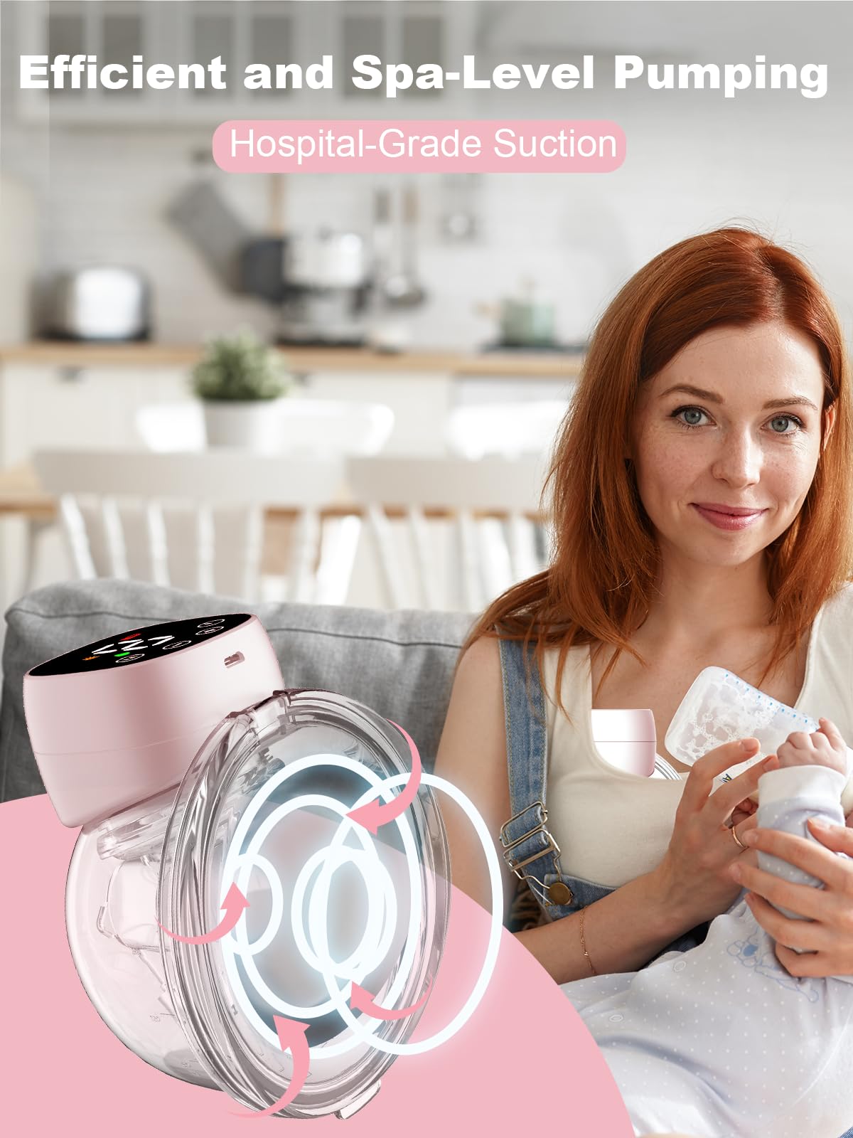 Hands Free Breast Pump, Wearable Breastfeeding Pump 3 Modes & 9 Levels, Double Electric Portable Pump Low Noise With Long Batter
