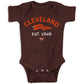Retro Pennant Baby Apparel For Cleveland Football Fans (Nb-7T) (Chocolate Onesie, 12 Months)