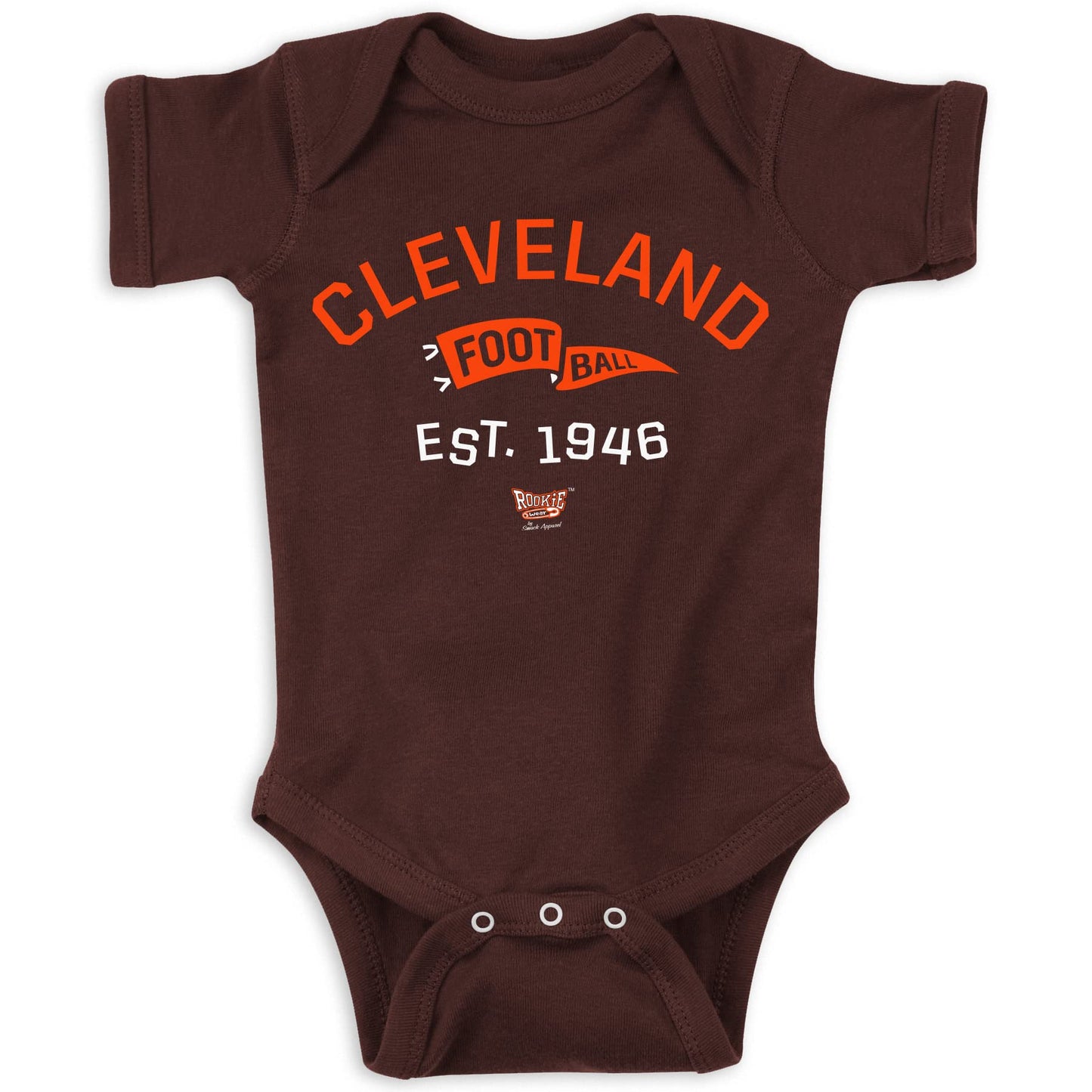 Retro Pennant Baby Apparel For Cleveland Football Fans (Nb-7T) (Chocolate Onesie, 12 Months)