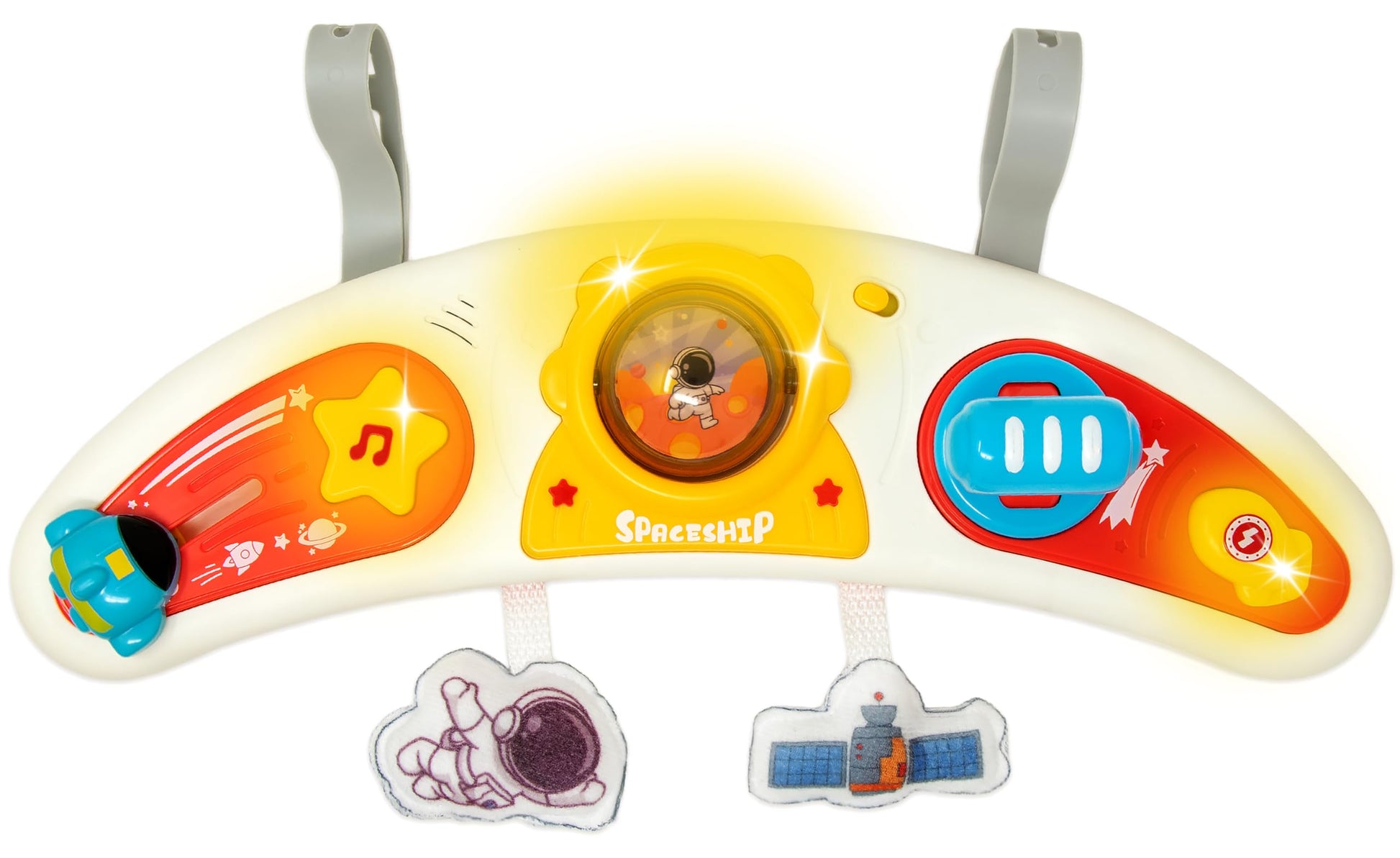 Kiddie Play Baby Crib Toy Hanging for Rail - 3-in-1 Musical Baby Activity Center with Lights & Sounds - Tummy Time Infant Toys f