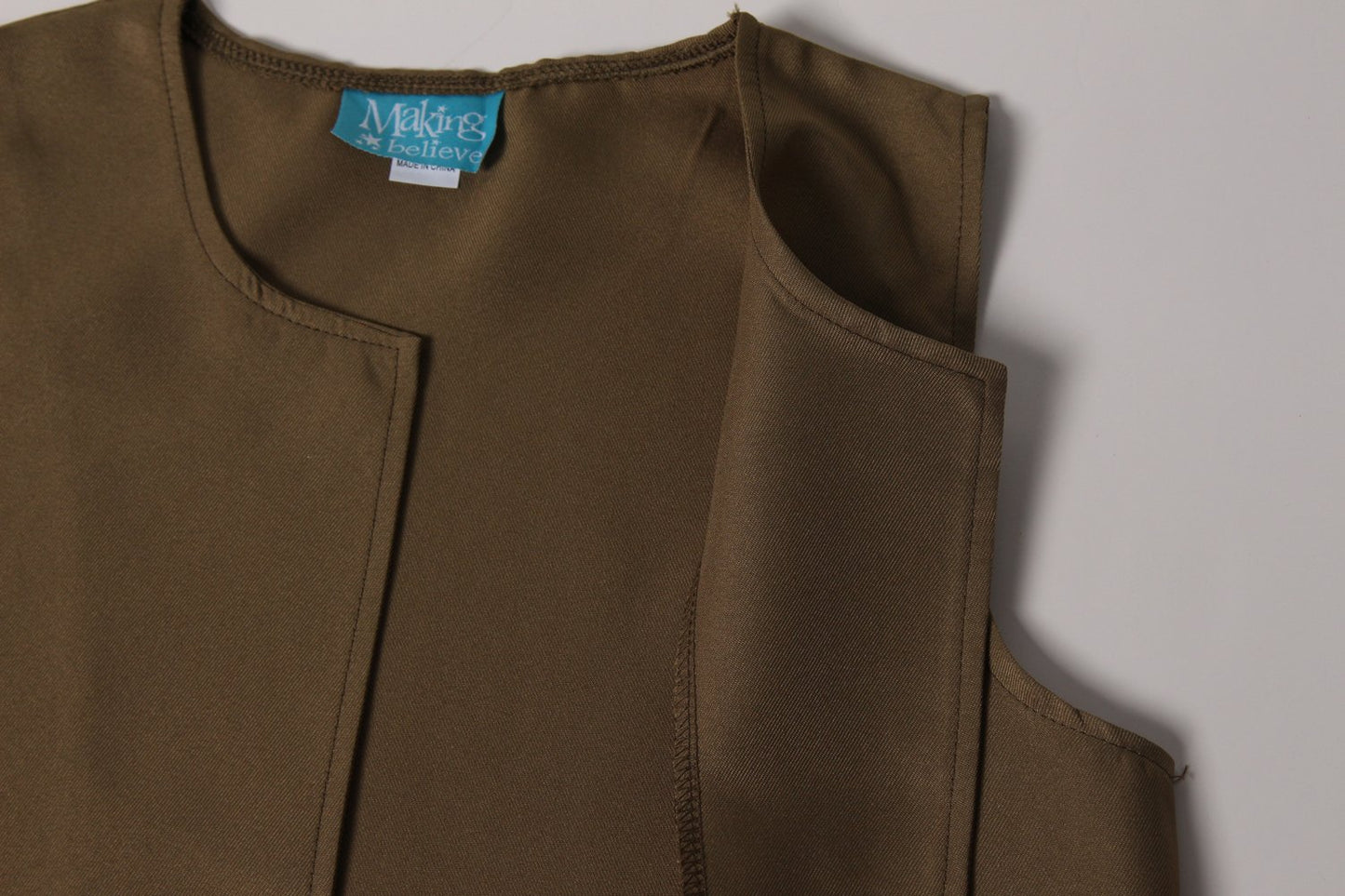 Boys Long Colonial Costume Vest (Boys Large 10-12), Olive/Khaki)