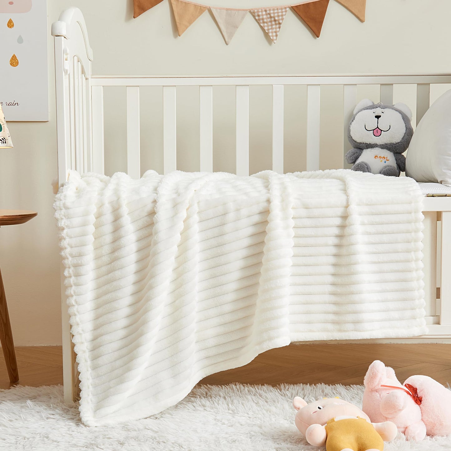 Bedelite Baby Blankets For Boys Girls - 3D Ribbed Jacquard Cute Fuzzy Fleece Blanket, Warm And Breathable Soft Cozy Infant Toddl