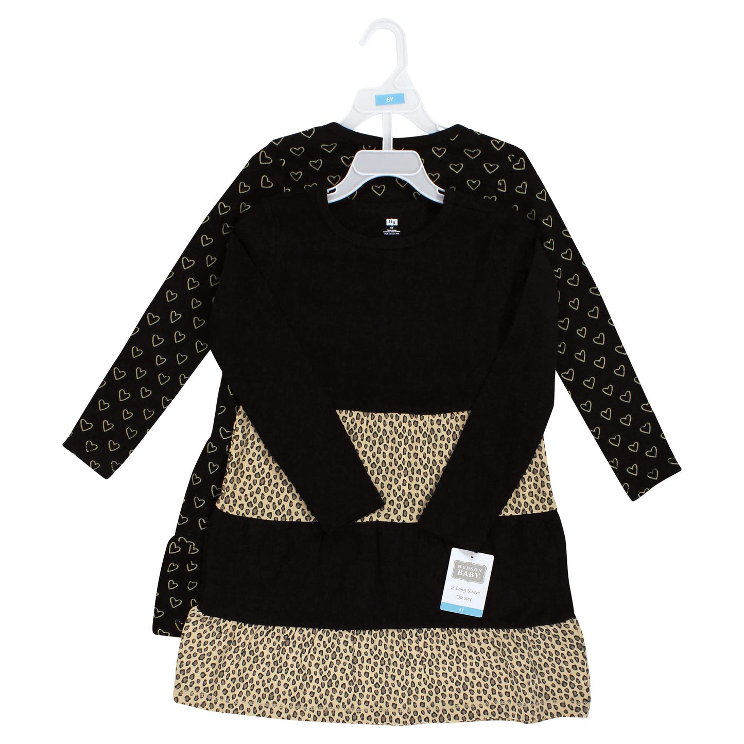 Hudson Baby Infant And Toddler Girl Cotton Dresses, Leopard Gold Heart, 18-24 Months