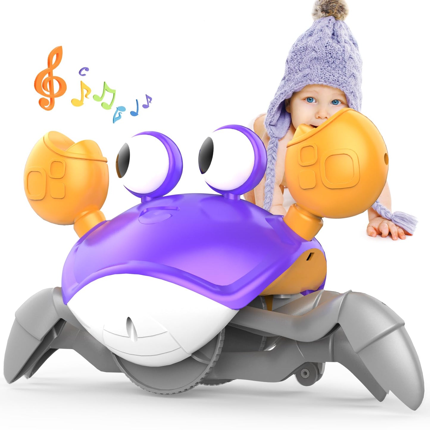 Yeaye Crawling Crab Baby Toys Infant - Tummy Time Toy Gifts for 3 4 5 6 7 8 9 10 11 12 Boy Girl with Learning Crawl System Music
