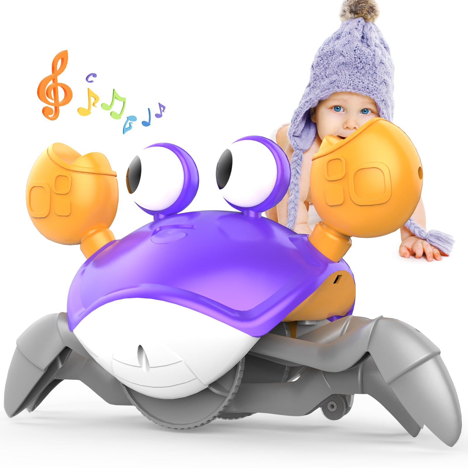 Yeaye Crawling Crab Baby Toys Infant - Tummy Time Toy Gifts for 3 4 5 6 7 8 9 10 11 12 Boy Girl with Learning Crawl System Music