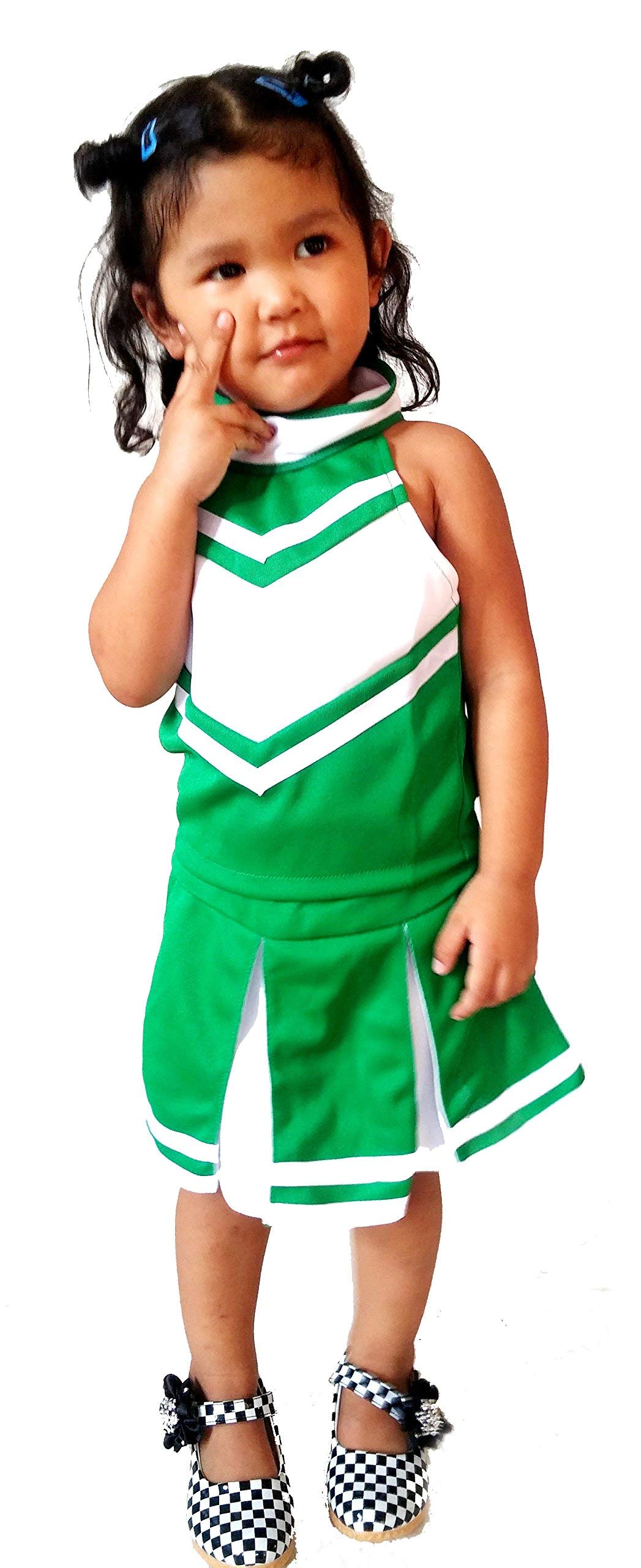 Total 2550 Little Girls' Cheerleader Cheerleading Outfit Uniform Costume Cosplay Green/White (M / 5-8)