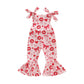 Lucikamy Toddler Baby Girl Bell Bottoms Romper Floral/Butterfly Overalls Suspender Flare Pants One Piece Strap Jumpsuit (Heart-R