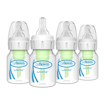 Dr. Brown'S Natrual Flow Anti-Colic Options+ Narrow Baby Bottle, 2 Oz/60 Ml, With Preemie Flow Nipple, 0M+, 4 Bottles