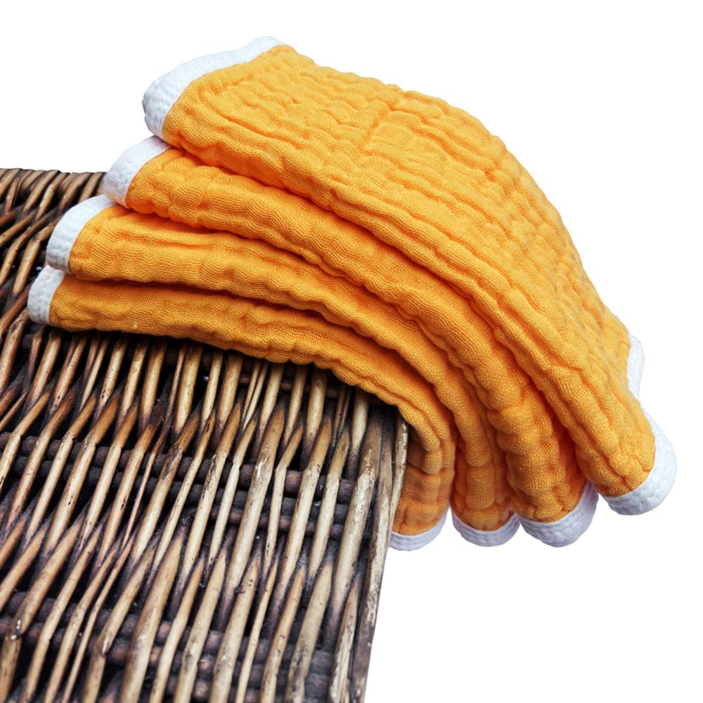 Muslin Burp Cloths Large 20 By 10 Inches 100% Cotton 6 Layers Extra Absorbent And Soft (Orange)