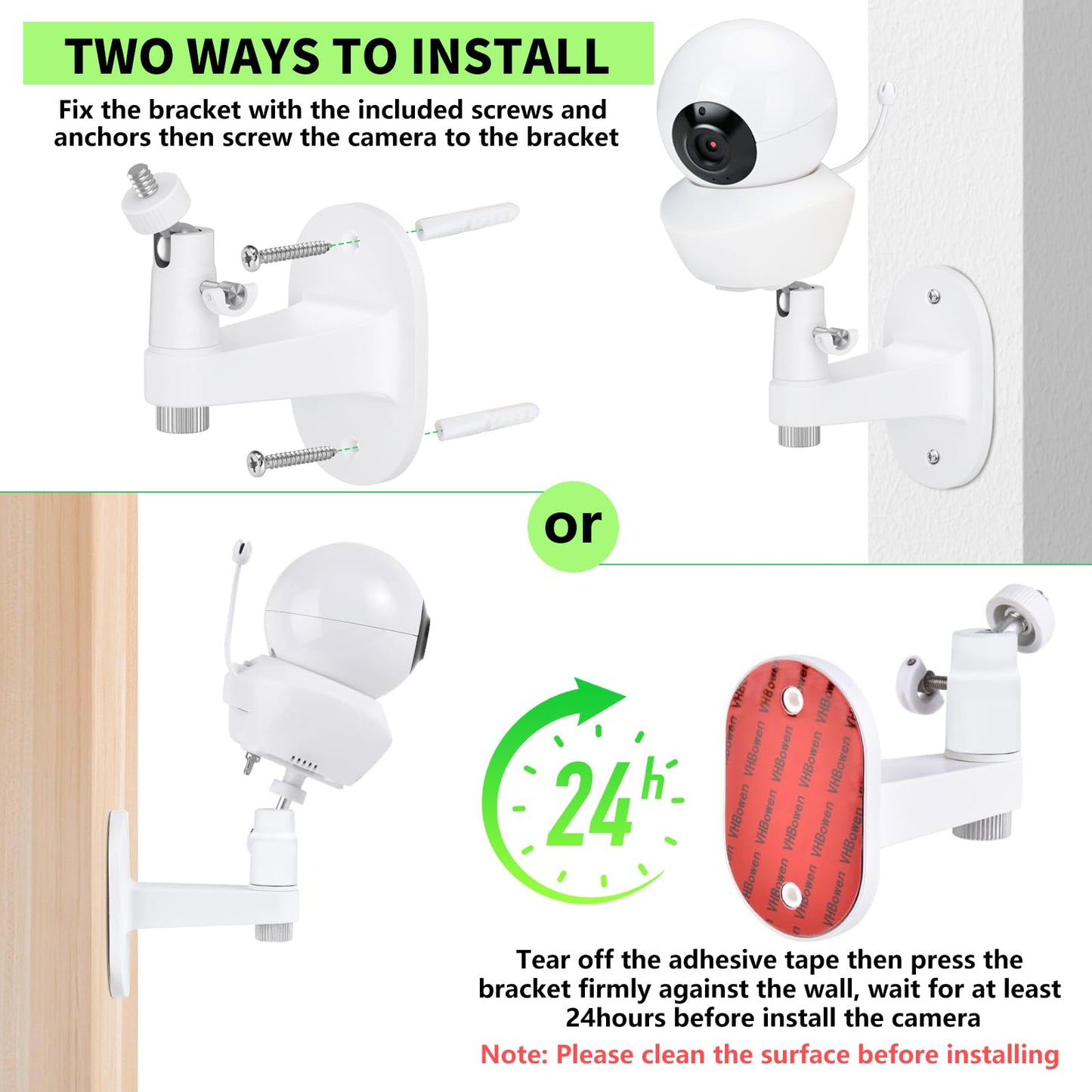 Baby Monitor Wall Mount Compatible With Babysense V43/Hds2/V24R/Vbm55Tx/Max View Baby Monitor, Adjustable Baby Monitor Holder, P