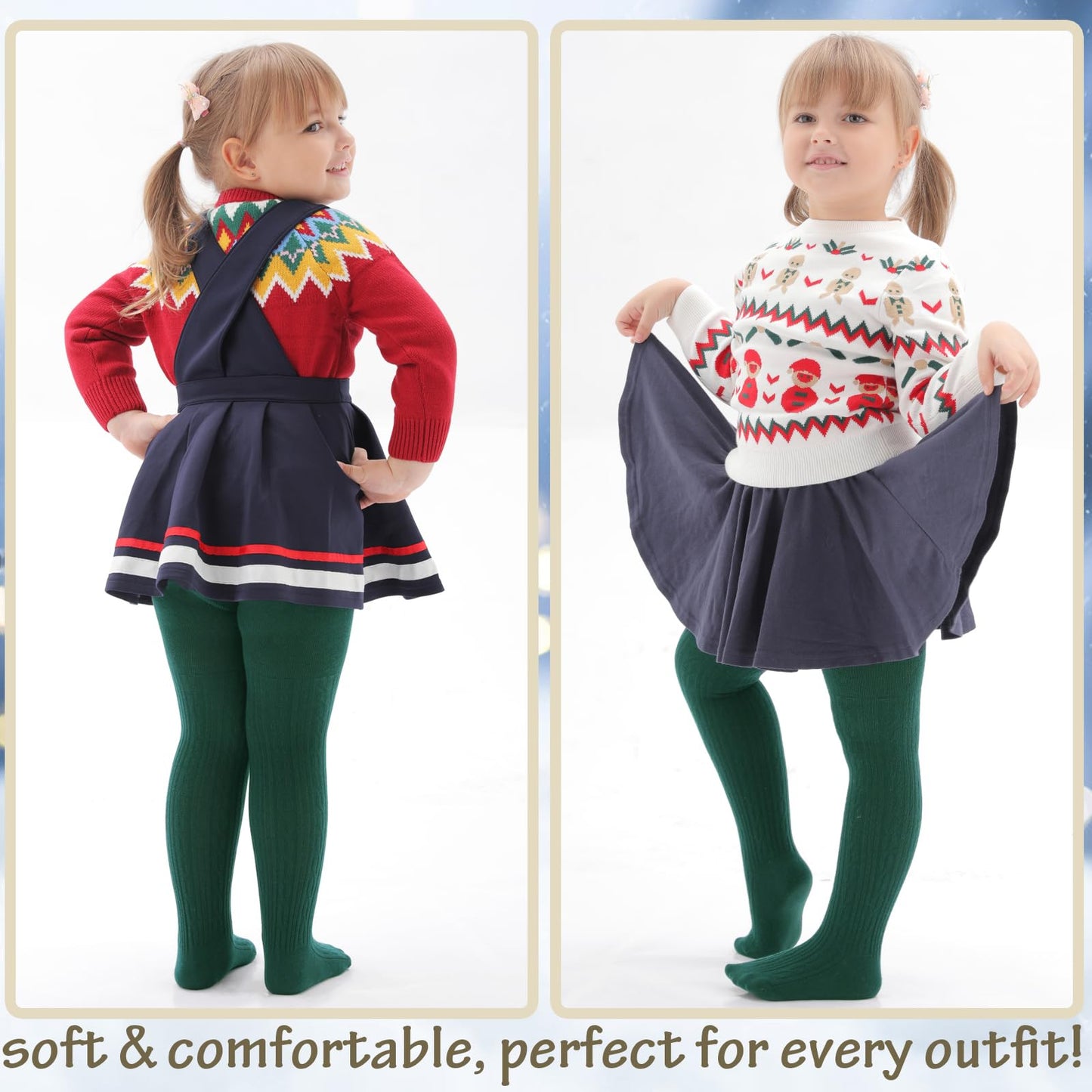 Mini Angel Baby Tights Seamless Cable Knit Leggings Cotton Stockings Pantyhose 4-6 Years For Toddler Kids 3 Pack (Bright Red, Bo