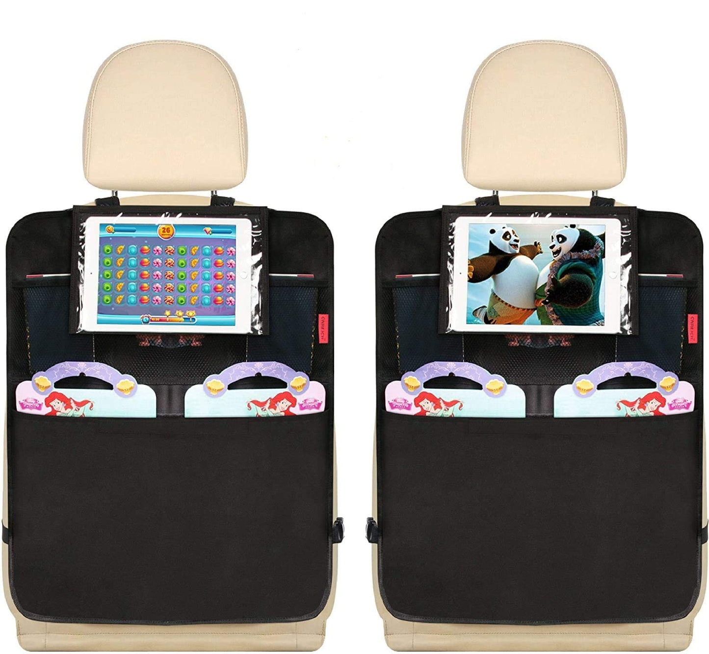 Dear Auto Car Backseat Organizer - Car Seat Protector - 2 Pack - Premium Quality Car Kick Mats With 10' Tablet Holder - Extra L
