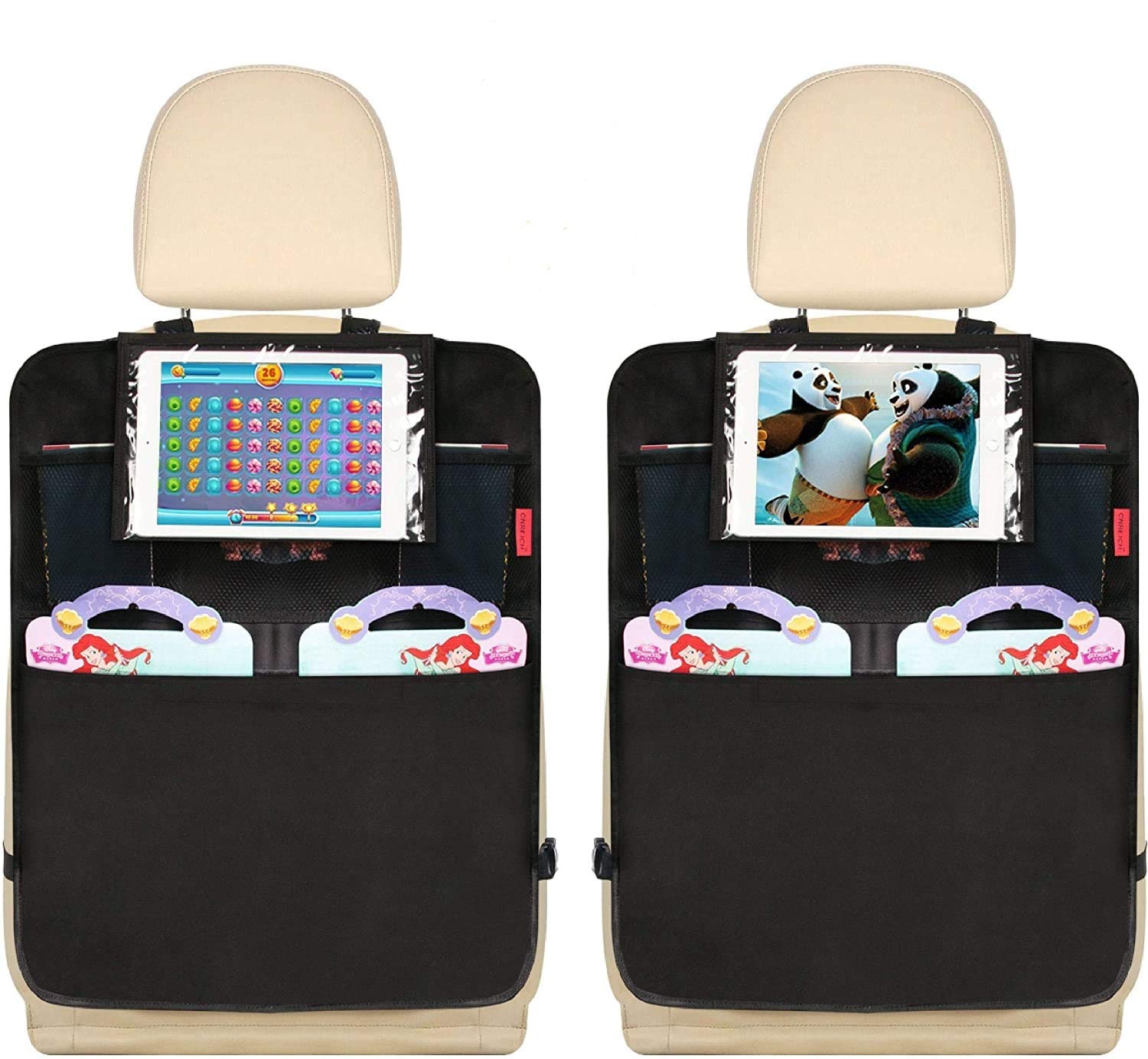 Dear Auto Car Backseat Organizer - Car Seat Protector - 2 Pack - Premium Quality Car Kick Mats With 10' Tablet Holder - Extra L