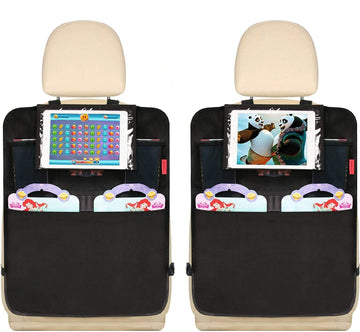 Dear Auto Car Backseat Organizer - Car Seat Protector - 2 Pack - Premium Quality Car Kick Mats With 10' Tablet Holder - Extra L