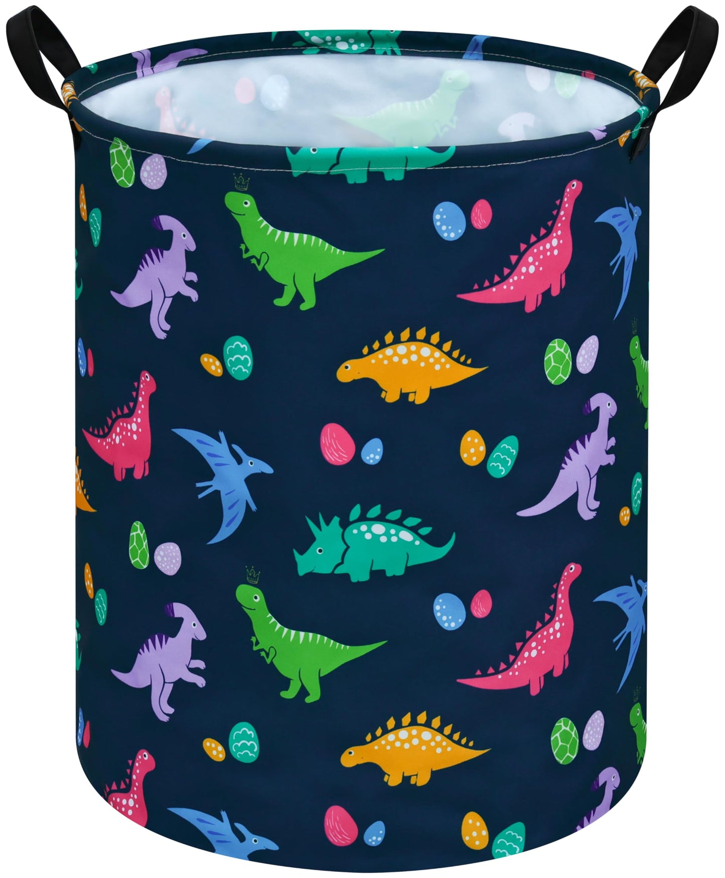 ACMUUNI 19.7 Round Dino Pattern Laundry Gift Basket Storage Laundry Hamper Laundry Basket Baby Toys Nursery Bin with Handles,Sto
