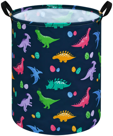 ACMUUNI 19.7 Round Dino Pattern Laundry Gift Basket Storage Laundry Hamper Laundry Basket Baby Toys Nursery Bin with Handles,Sto