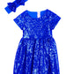 Cilucu Flower Girl Dress Baby Toddlers Sequin Dress Kids Party Dress Bridesmaid Wedding Gown Birthday Dress Royal Blue 3T-4T