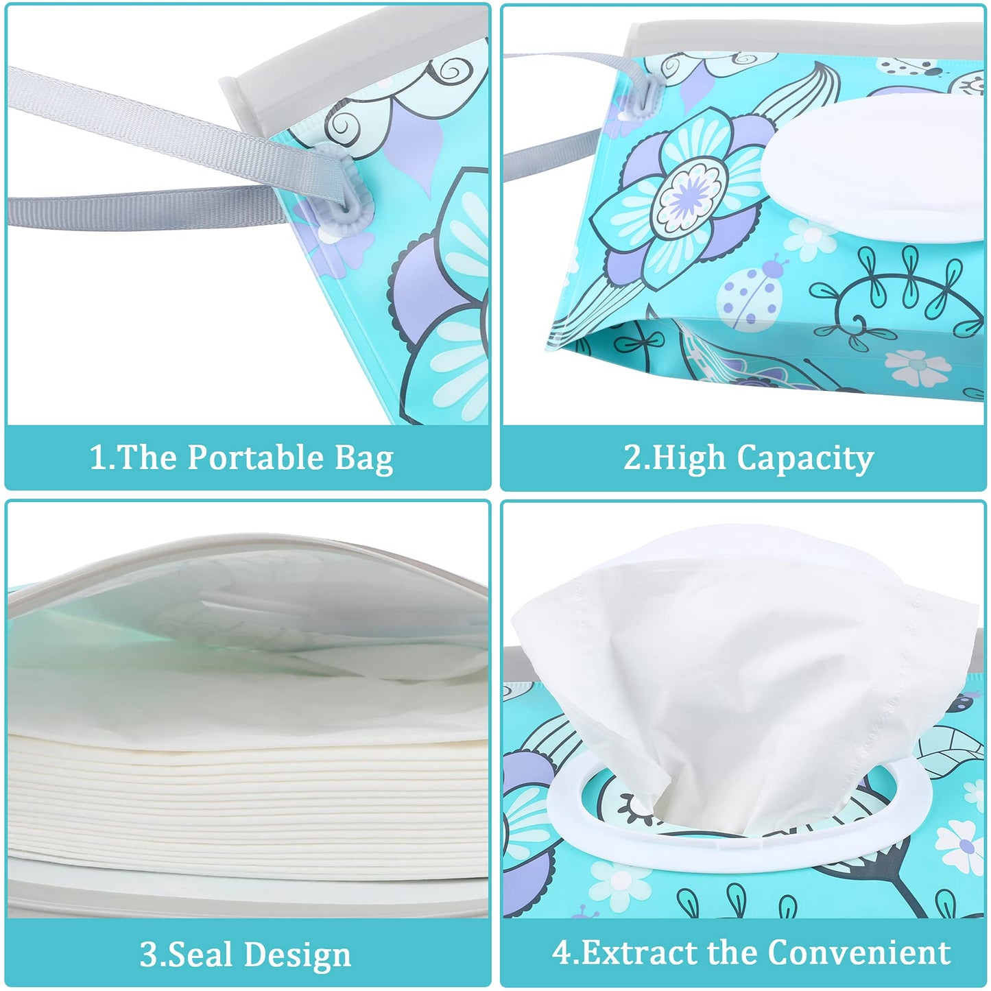 Febsnow 2 Pack Baby Wipe Dispenser, Reusable Portable Wipe Holder, Baby Wipes Container, Travel Baby Wipes, Refillable Wet Wipe